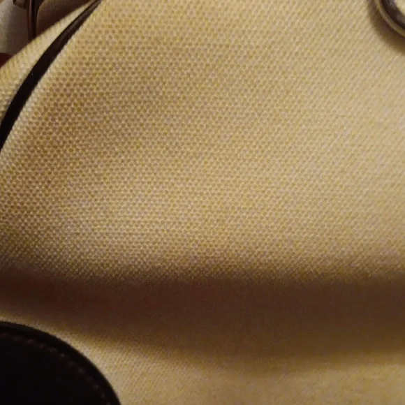 NWOT RALPH LAUREN BROWN LEATHER/CREME FABRIC HANDBAG - Picture 10 of 11